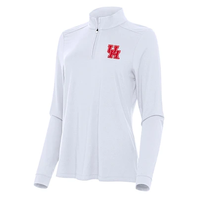 Women's Antigua White Houston Cougars Intent Quarter-Zip Top