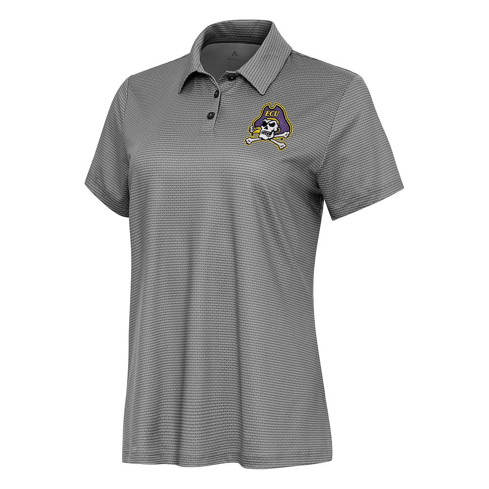 Women's Antigua White/Black ECU Pirates Rings Polo