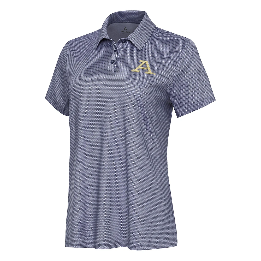 Women's Antigua White/Navy Akron Zips Rings Polo