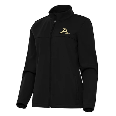 Women's Antigua Black Akron Zips Links 2 Full-Zip Golf Jacket