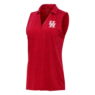 Women's Antigua Heather Houston Cougars Layout Sleeveless V-Neck Polo