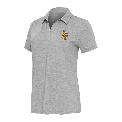 Women's Antigua Heather Gray Cal State Long Beach The Layout V-Neck Polo