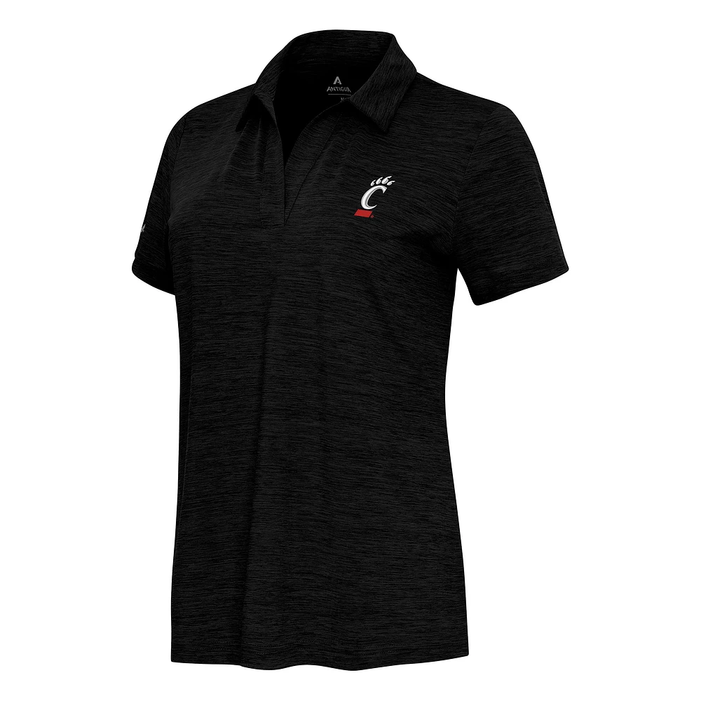 Women's Antigua Heather Black Cincinnati Bearcats Layout V-Neck Polo