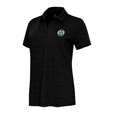 Women's Antigua Heather Black Colorado State Rams Layout V-Neck Polo