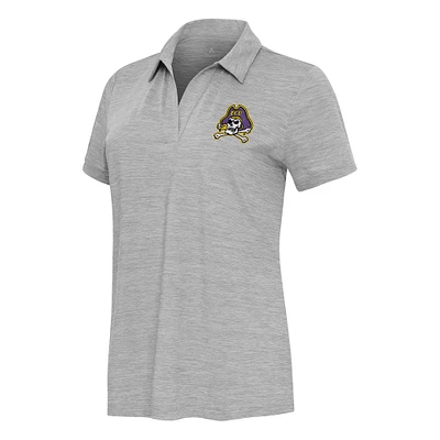 Women's Antigua Heather Gray ECU Pirates Layout V-Neck Polo