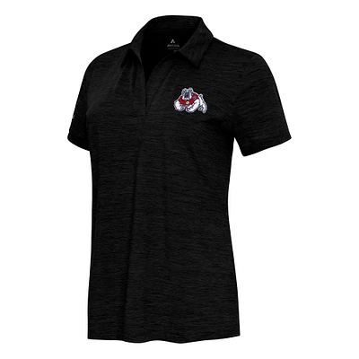 Women's Antigua Heather Black Fresno State Bulldogs Layout V-Neck Polo