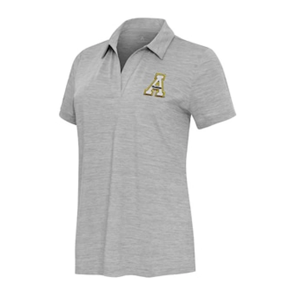 Women's Antigua Heather Gray Appalachian State Mountaineers Layout V-Neck Polo