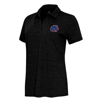 Women's Antigua Heather Black Boise State Broncos Layout V-Neck Polo