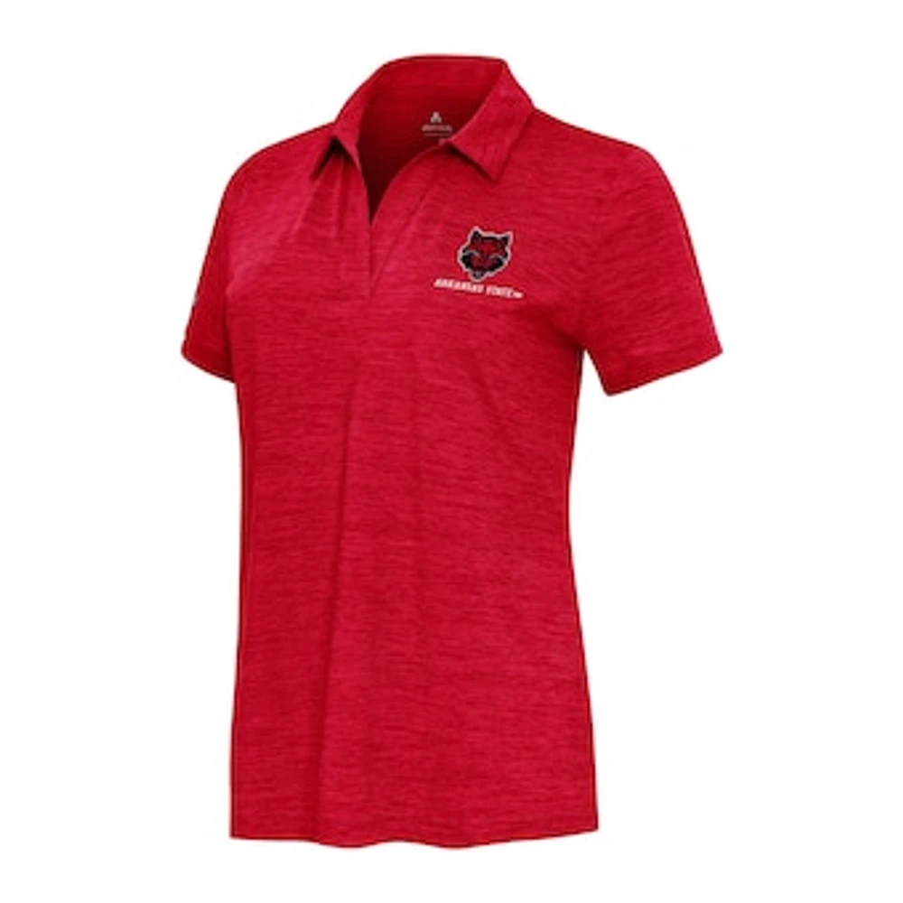 Women's Antigua Scarlet Arkansas State Red Wolves Layout V-Neck Polo