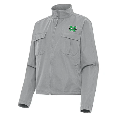 Women's Antigua Gray Marshall Thundering Herd Even Par Full-Zip Jacket
