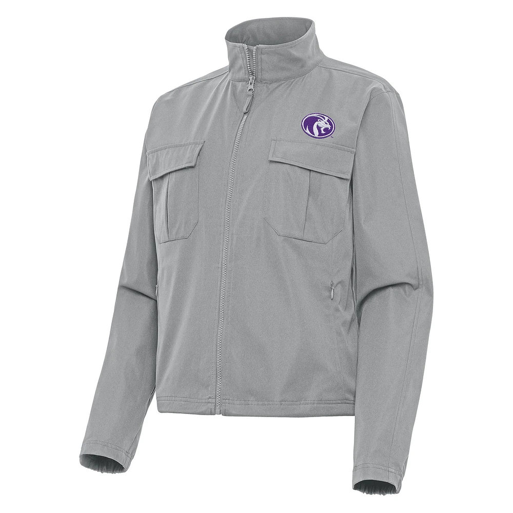 Women's Antigua Gray North Alabama Lions Even Par Full-Zip Jacket