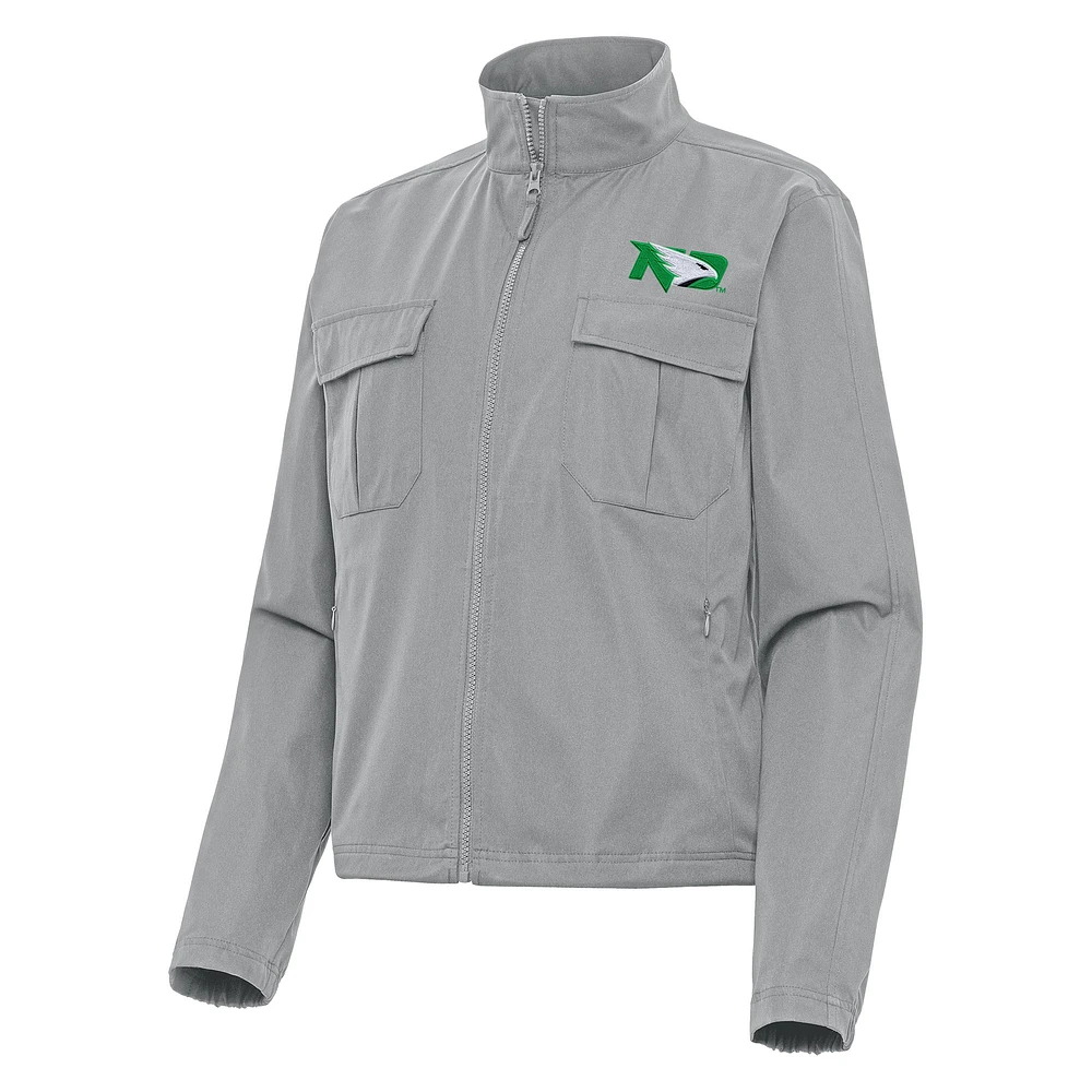 Women's Antigua Gray North Dakota Even Par Full-Zip Jacket