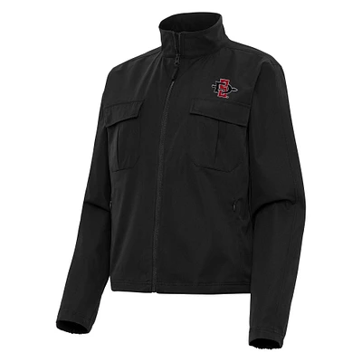 Women's Antigua San Diego State Aztecs Even Par Full-Zip Jacket