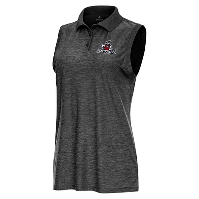 Women's Antigua Heather Black New Mexico State Aggies Recap Sleeveless Polo