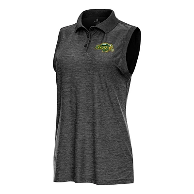 Women's Antigua Heather Black NDSU Bison Recap Sleeveless Polo
