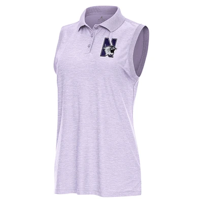 Women's Antigua Heather Lavender Northwestern Wildcats Recap Sleeveless Polo
