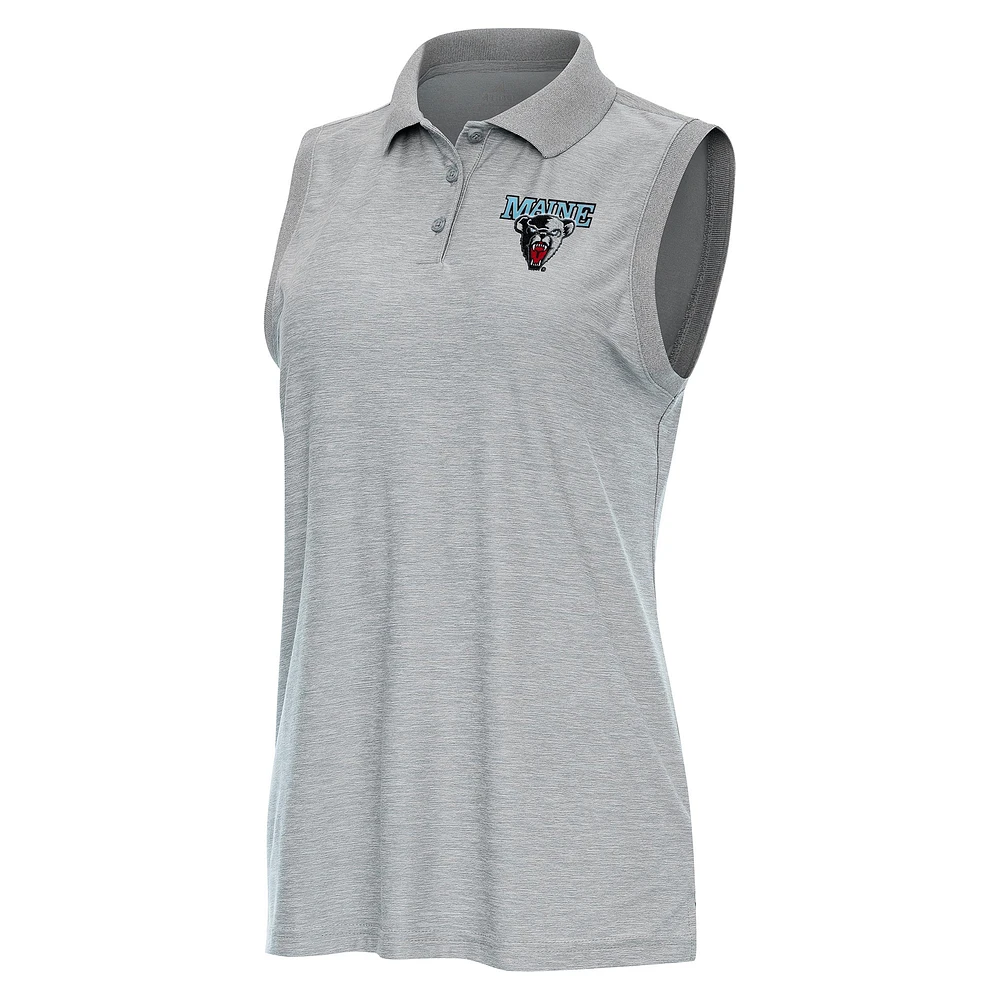 Women's Antigua Heather Maine Black Bears Recap Sleeveless Polo