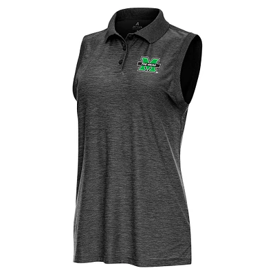 Women's Antigua Heather Marshall Thundering Herd Recap Sleeveless Polo