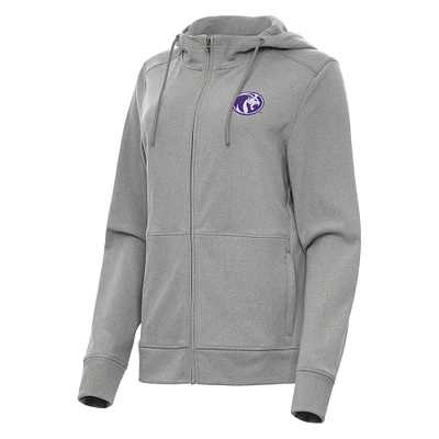 Women's Antigua Heather North Alabama Lions Seeker Full-Zip Hoodie