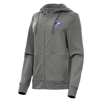 Women's Antigua Heather Black North Alabama Lions Seeker Full-Zip Hoodie