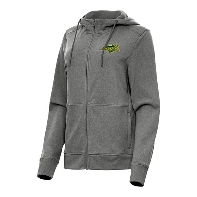 Women's Antigua Heather Black NDSU Bison Seeker Full-Zip Hoodie