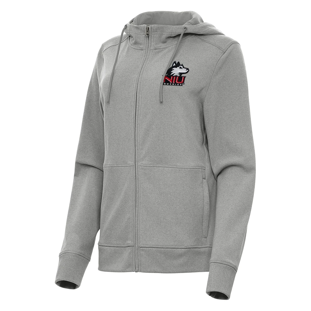 Women's Antigua Heather Gray Northern Illinois Huskies Seeker Full-Zip Hoodie