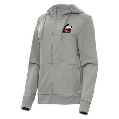 Women's Antigua Heather Gray Northern Illinois Huskies Seeker Full-Zip Hoodie