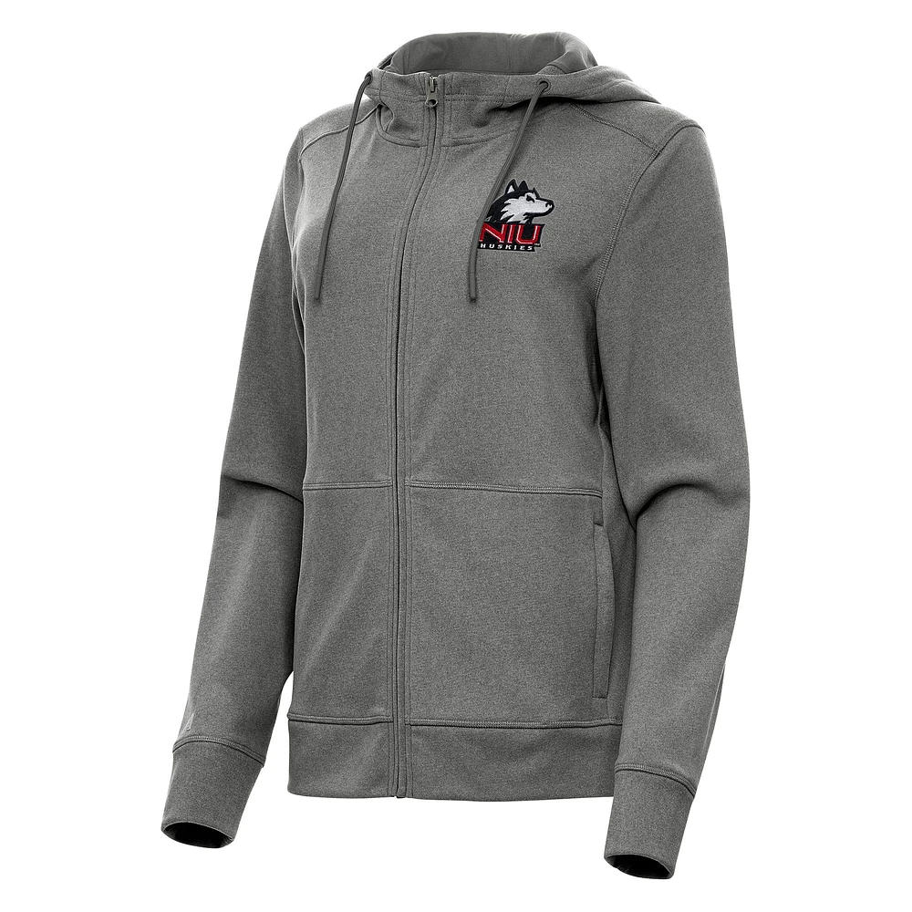 Women's Antigua Heather Black Northern Illinois Huskies Seeker Full-Zip Hoodie