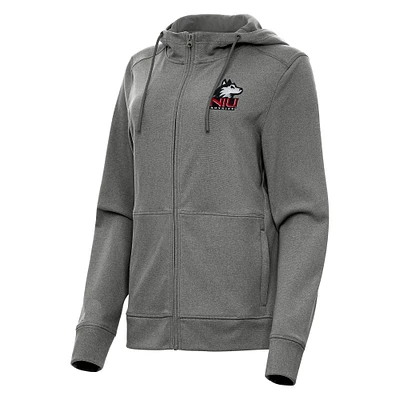 Women's Antigua Heather Black Northern Illinois Huskies Seeker Full-Zip Hoodie