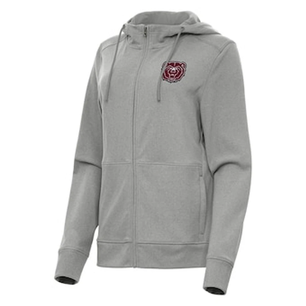 Women's Antigua Heather Gray Missouri State University Bears Seeker Full-Zip Hoodie
