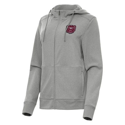 Women's Antigua Heather Gray Missouri State University Bears Seeker Full-Zip Hoodie