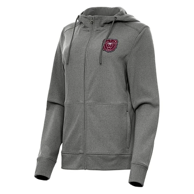 Women's Antigua Heather Black Missouri State University Bears Seeker Full-Zip Hoodie