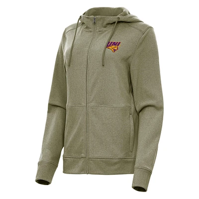 Women's Antigua Olive Northern Iowa Panthers Seeker Full-Zip Hoodie