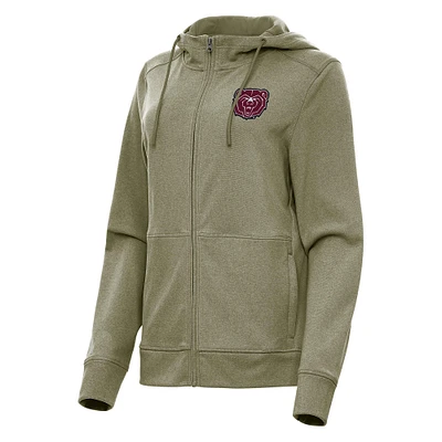 Women's Antigua Olive Missouri State University Bears Seeker Full-Zip Hoodie