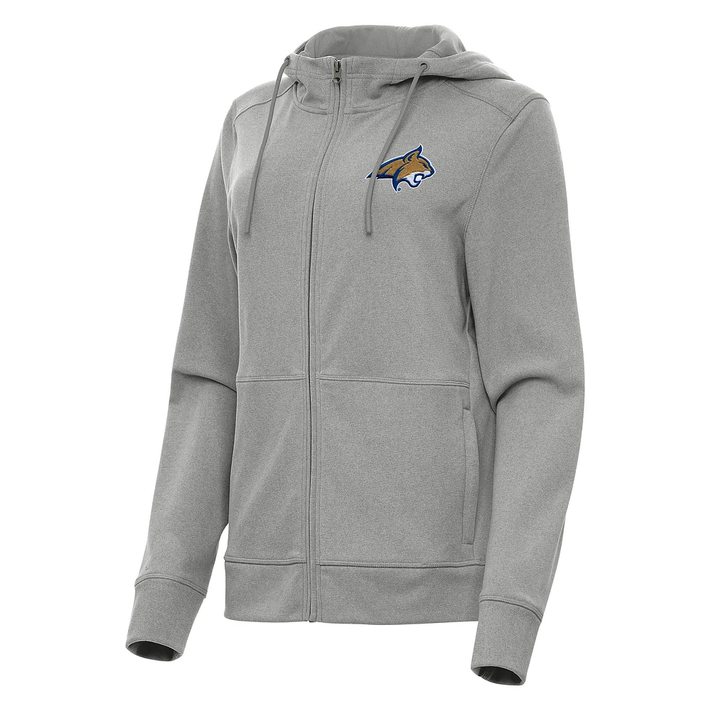 Women's Antigua Heather Gray Montana State Bobcats Seeker Full-Zip Hoodie