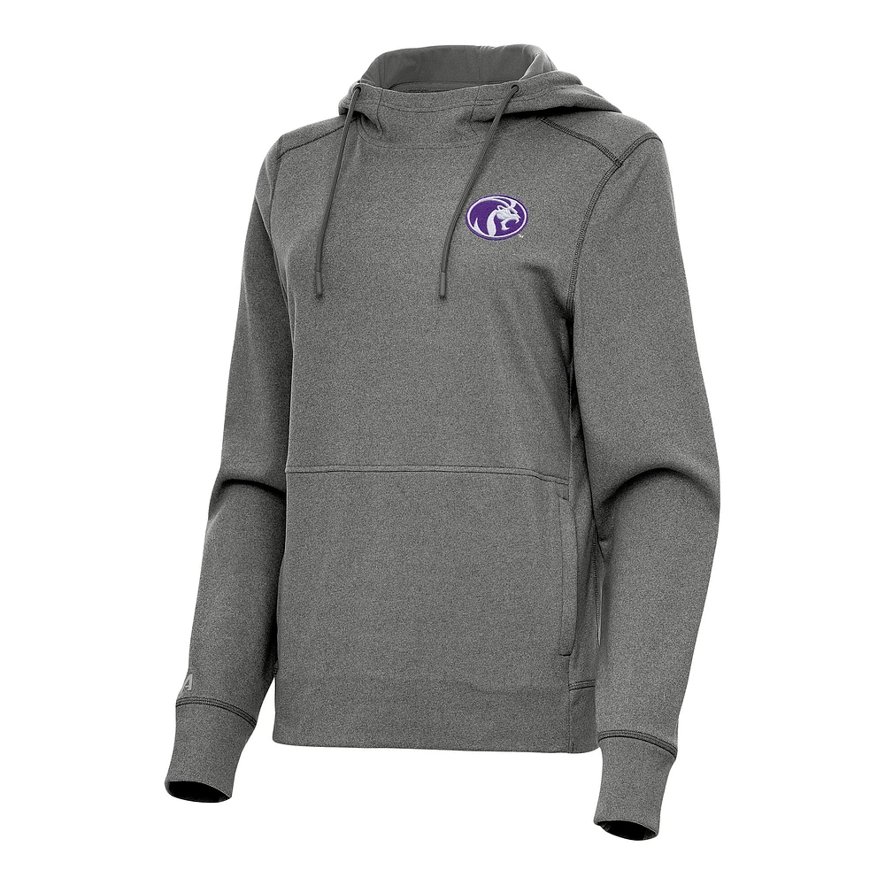 Women's Antigua Heather Black North Alabama Lions Justice Pullover Hoodie