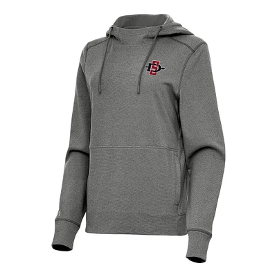 Women's Antigua Heather San Diego State Aztecs Justice Pullover Hoodie