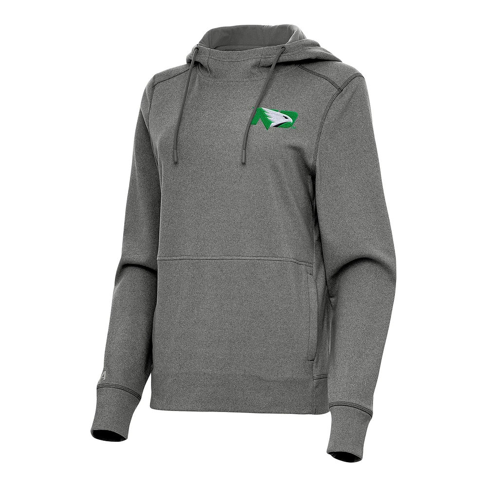 Women's Antigua Heather Black North Dakota Justice Pullover Hoodie