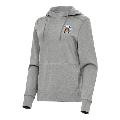 Women's Antigua Heather Gray San Jose State Spartans Justice Pullover Hoodie