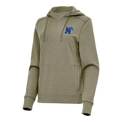 Women's Antigua Olive Memphis Tigers Justice Pullover Hoodie