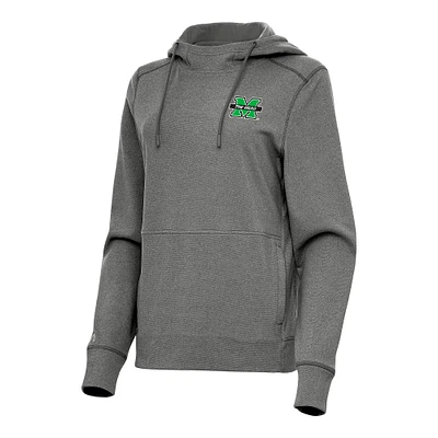 Women's Antigua Heather Marshall Thundering Herd Justice Pullover Hoodie