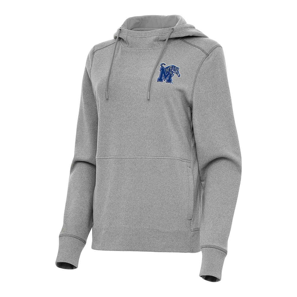 Women's Antigua Heather Memphis Tigers Justice Pullover Hoodie