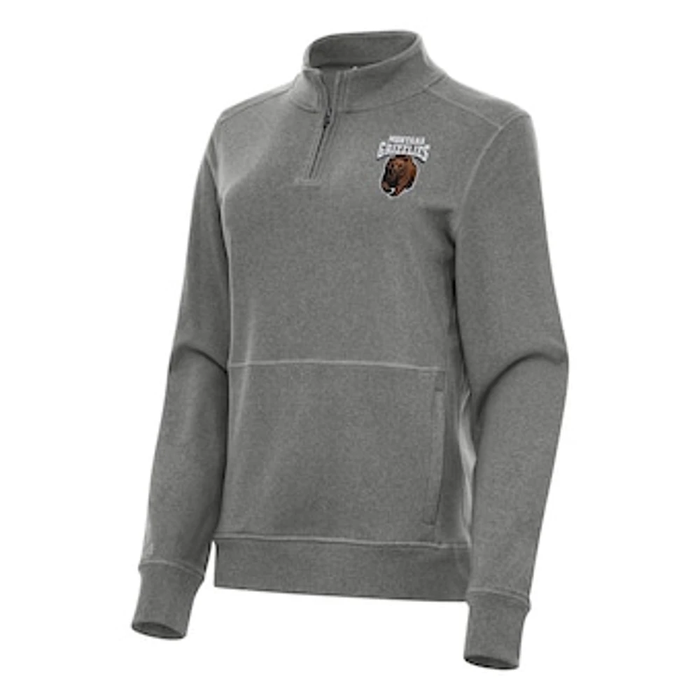 Women's Antigua Heather Charcoal Montana Grizzlies Crush Quarter-Zip Fleece Sweatshirt