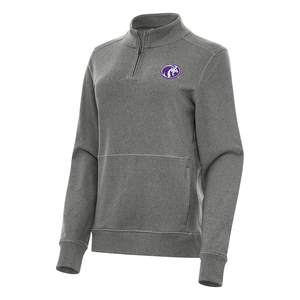 Women's Antigua Heather Charcoal North Alabama Lions Crush Quarter-Zip Fleece Sweatshirt