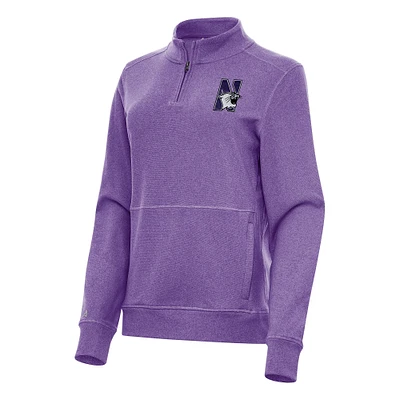 Women's Antigua Heather Purple Northwestern Wildcats Crush Quarter-Zip Fleece Sweatshirt