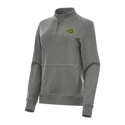 Women's Antigua Heather Charcoal NDSU Bison Crush Quarter-Zip Fleece Sweatshirt