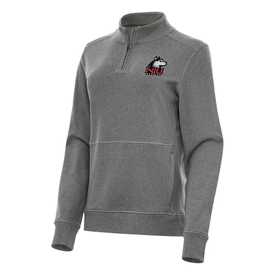Women's Antigua Heather Charcoal Northern Illinois Huskies Crush Quarter-Zip Fleece Sweatshirt