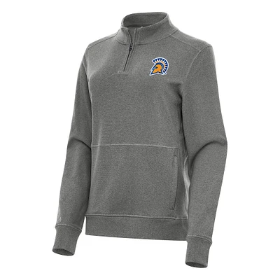 Women's Antigua Heather Charcoal San Jose State Spartans Crush Quarter-Zip Fleece Sweatshirt
