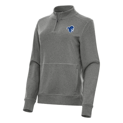 Women's Antigua Heather Charcoal Seton Hall Pirates Crush Quarter-Zip Fleece Sweatshirt