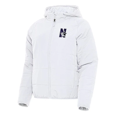 Women's Antigua White Northwestern Wildcats Universe Full-Zip Puffer Jacket